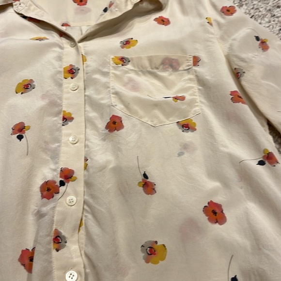 Madewell Floral Print Cream Button Up Blouse - Picture 3 of 6
